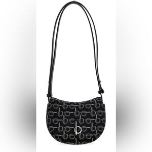 NEW $1750 Burberry Black and Gray Shoulder Bag rocking horse silver hardware